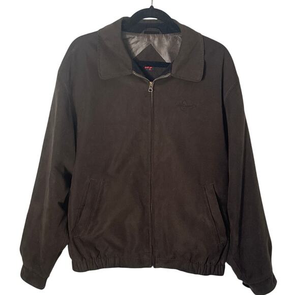 Cutter & Buck Mens Micro Suede City Bomber Jacket Olive Green/Brown Size L - Picture 1 of 9